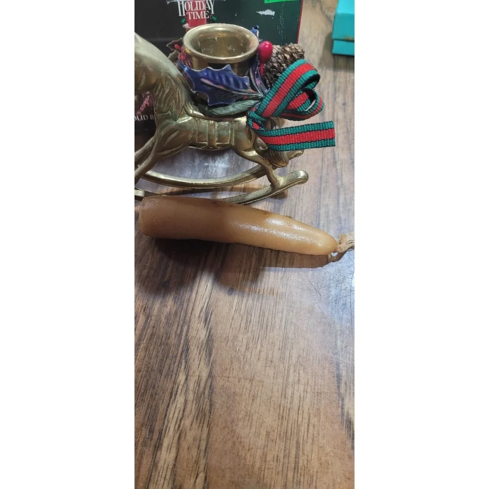 Vintage Solid Brass Rocking Horse Single Candlestick Holder About 4